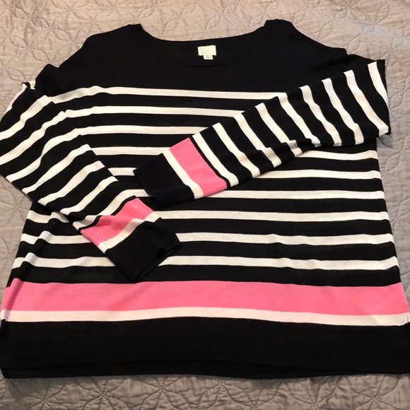 a new day Sweaters - Striped sweater w pink detail
